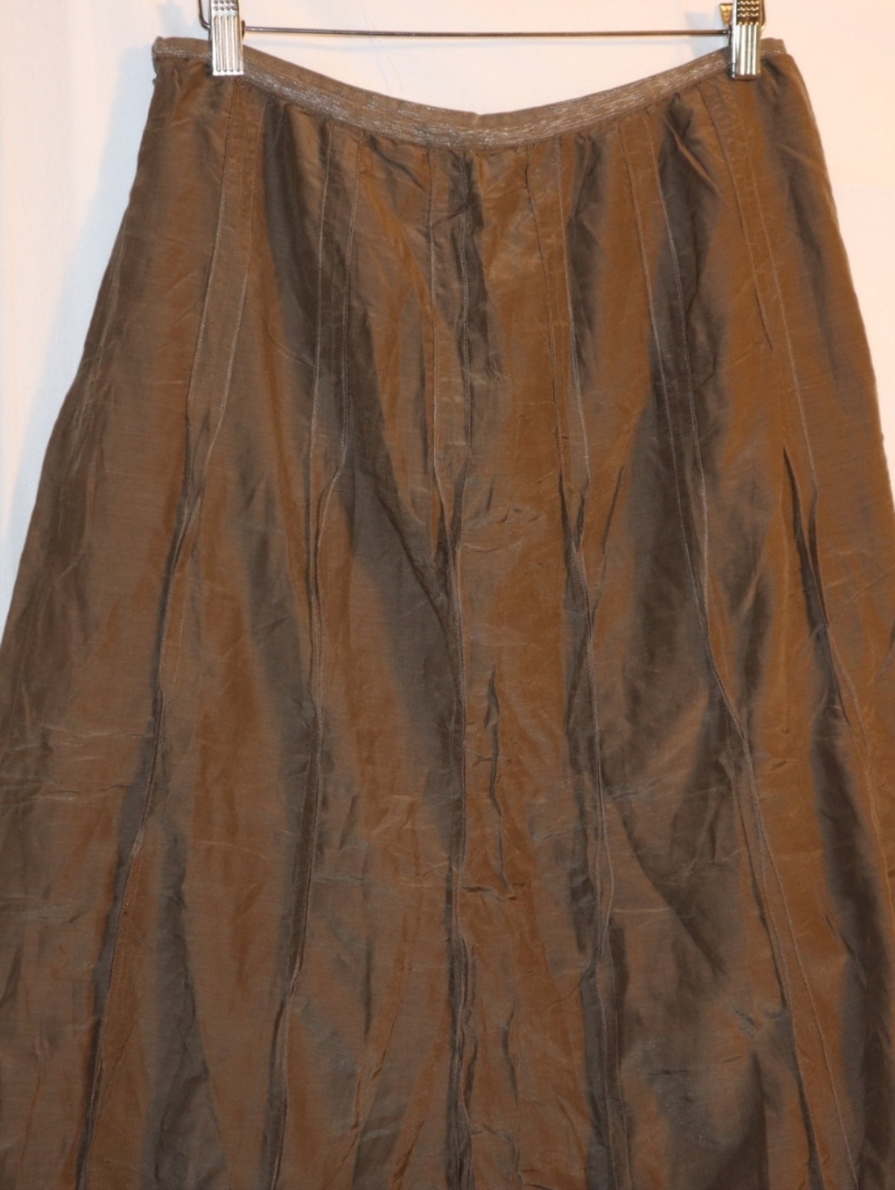 Nic + Zoe SILK A-line Pleated Skirt Women  Brown  Midi Size 10 - Picture 6 of 9